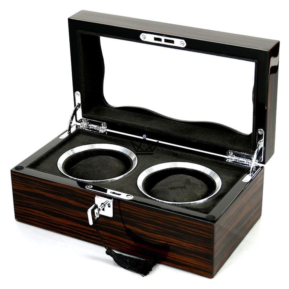 LUXURIA TEMPORUM Luxury Watch Storage Box — Lacquered Wood, Glass, Key, 2 to 9 Watches — 2 slots