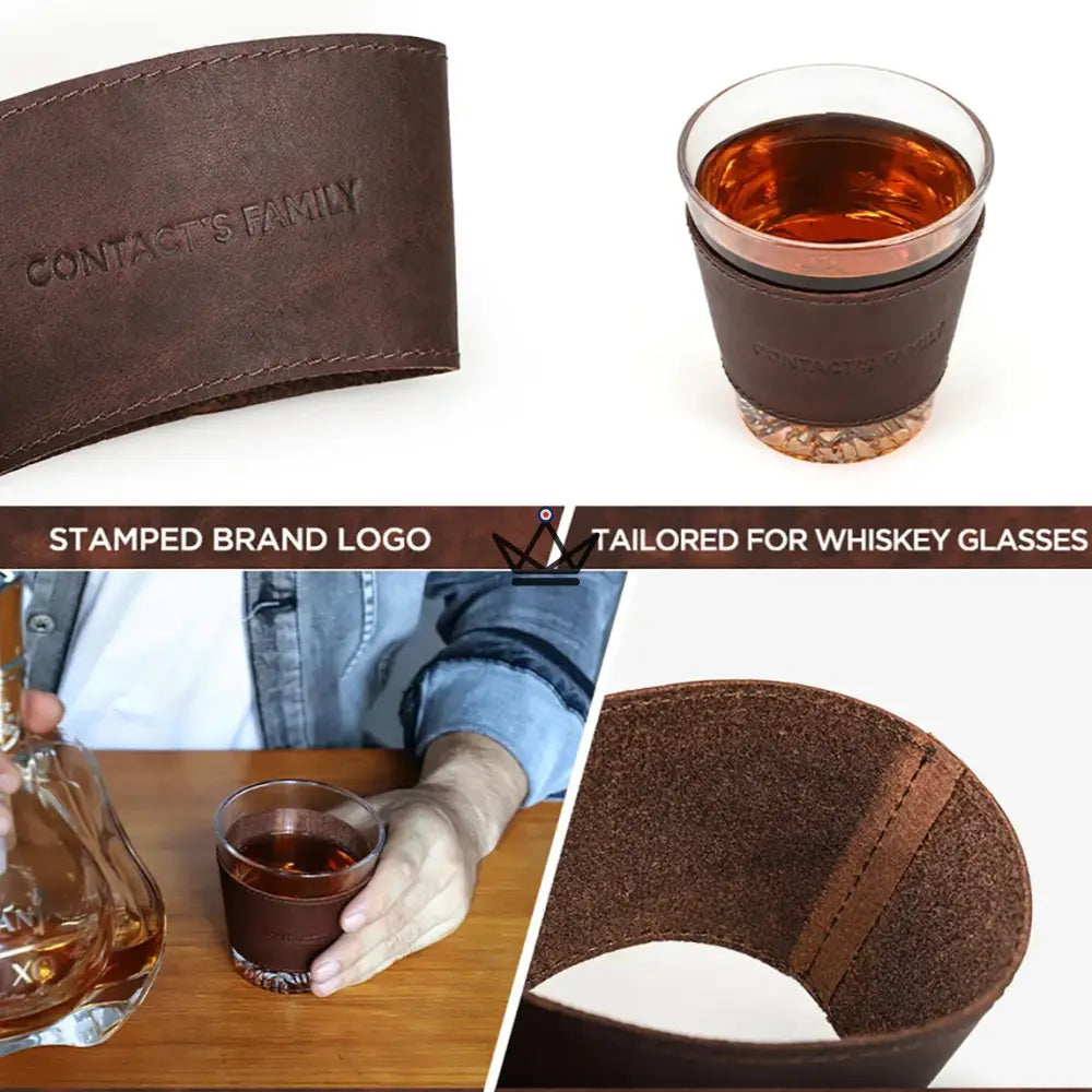 Anpassbare Whiskyglas-Manschette aus Leder - Voyageur Sleeve – Ansicht 7