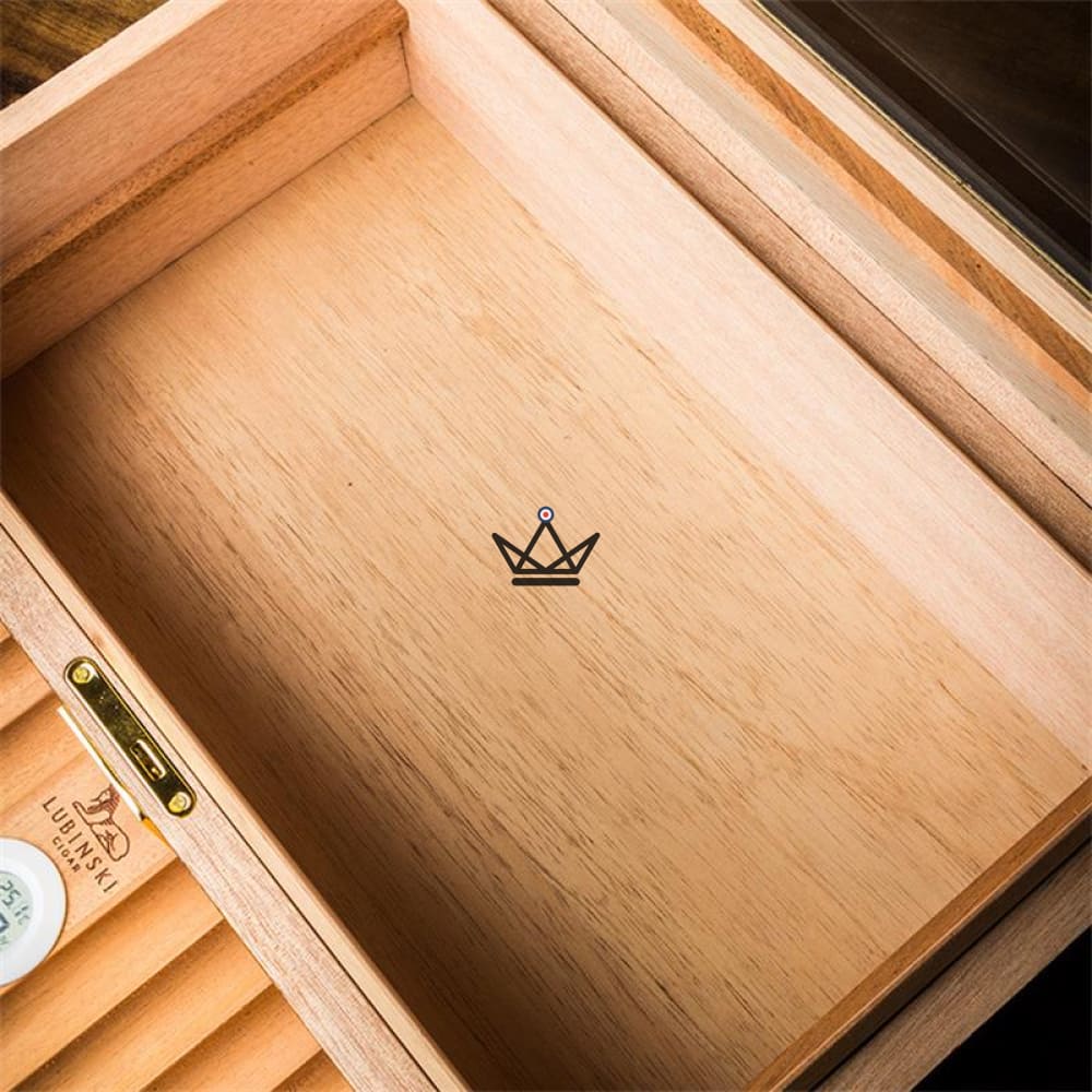 Prince Arthur Deluxe Humidor — lacquered exterior, cedar interior, 50 cigars, hygrometer & humidifier included — view 5