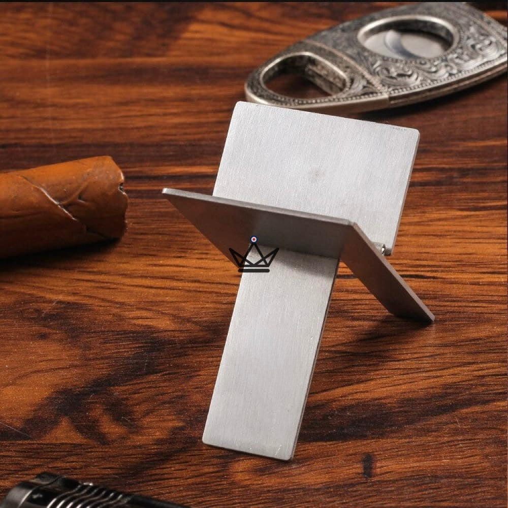 Cigar holder SPLIT — brushed stainless steel, foldable | Black & Silver — view 1