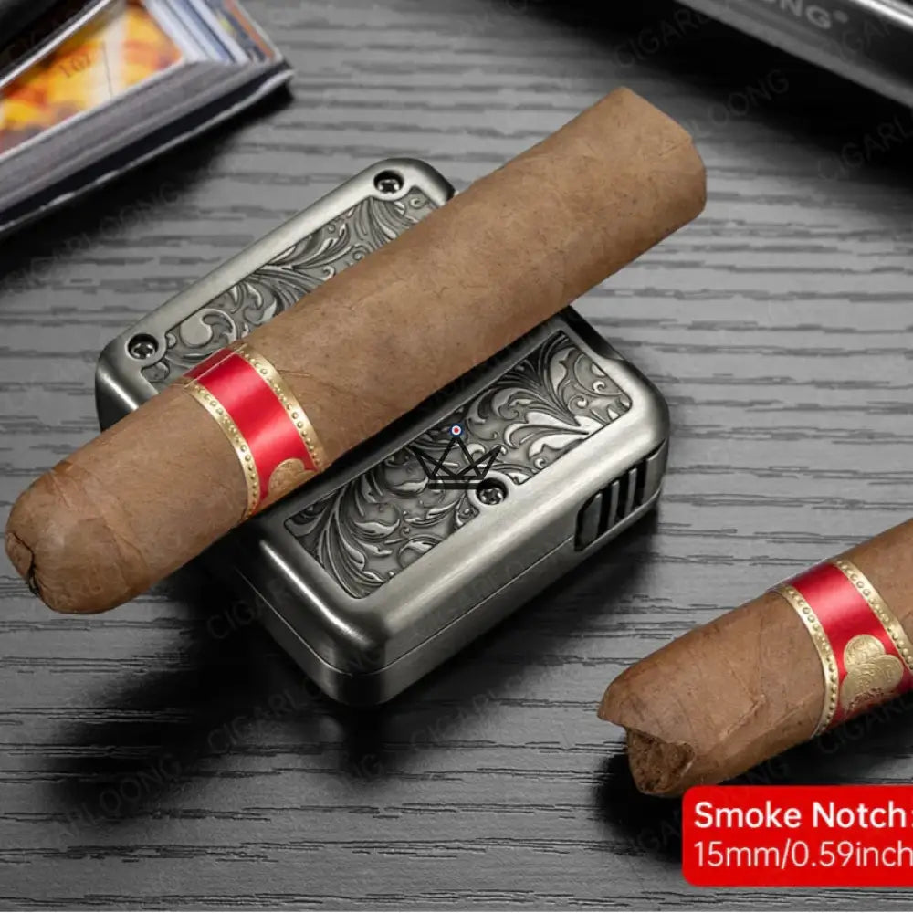 Zigarrenschneider Empire Edition 4-in-1 — V-Schnitt 21 mm, Halter, Stanzer & Bohrer, Edelstahl, 5 Ausführungen, Inklusive Geschenkbox – Ansicht 4