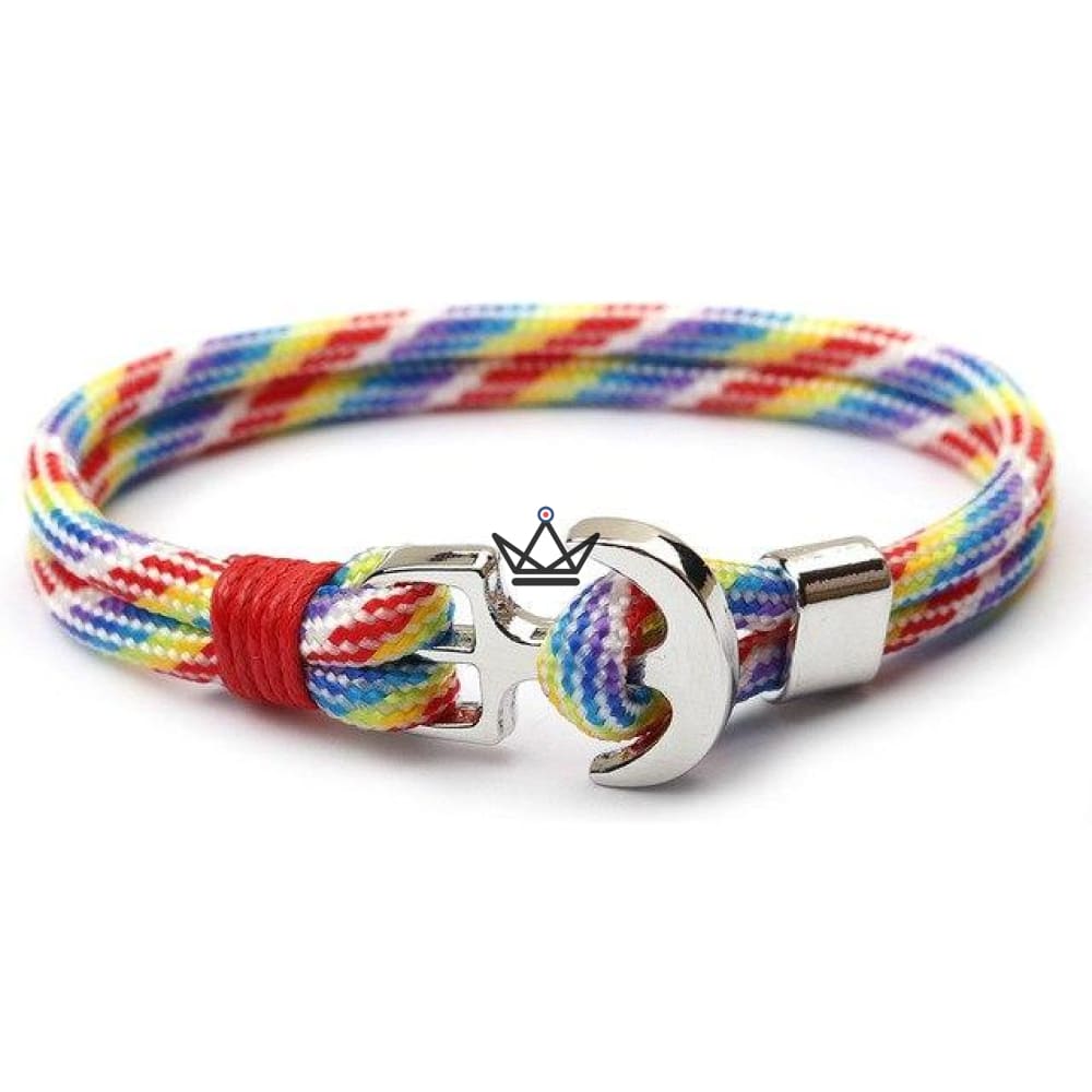 Neptune Marine Bracelet - Silver Anchor & Rope - 19 Colors — view 23
