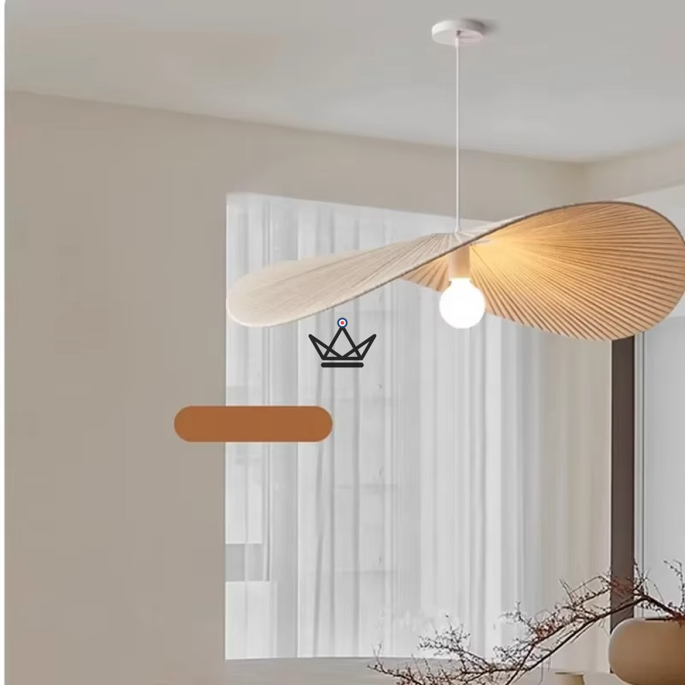 Verti Wabi Pendelleuchte – Design-Kronleuchter 60 & 80 cm | Weiss, Beige, Leinen – Ansicht 3