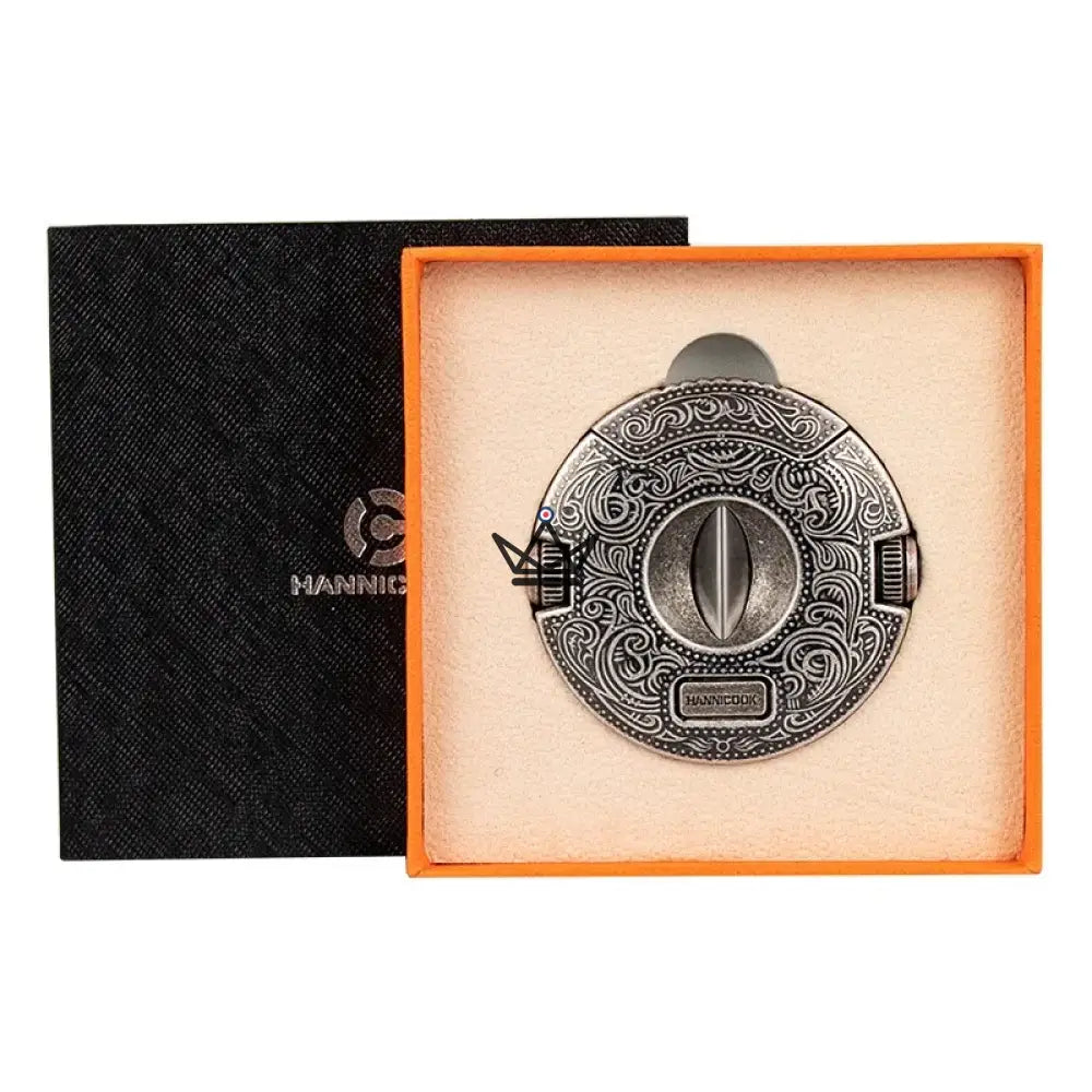 Heritage Edition Circular Cigar Cutter — Stainless Steel, 62 x 62 x 15 mm, 9 mm & 8 mm Punches | Vintage Gold or Original Gray — view 9