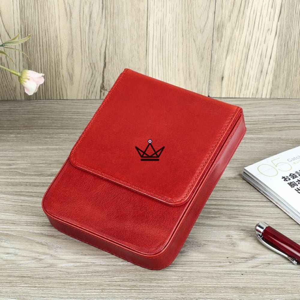 Customizable Luxury Leather Fountain Pen Case - Voyageur Magnus — Red