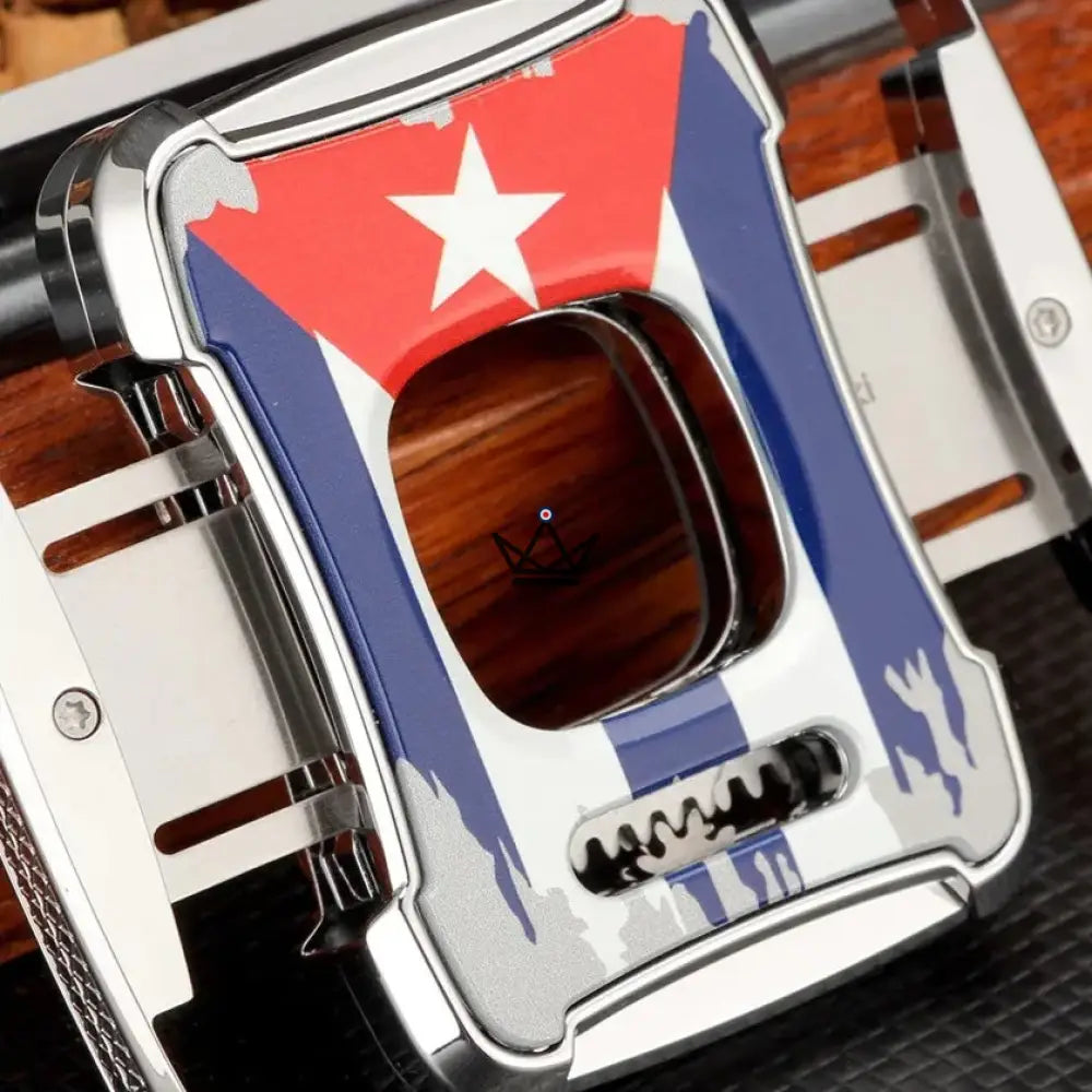 Maestro Edition Cigar Cutter — Double Blade Engraved 62 Ring Gauge, Libertad · Pharaon · Heritage | Green Genuine Leather Pouch & Gift Box Included — view 6