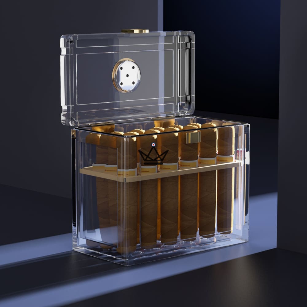CRYSTAL VERTIGO Humidor — transparent acrylic, removable cedar divider, 18 to 50 cigars — view 6