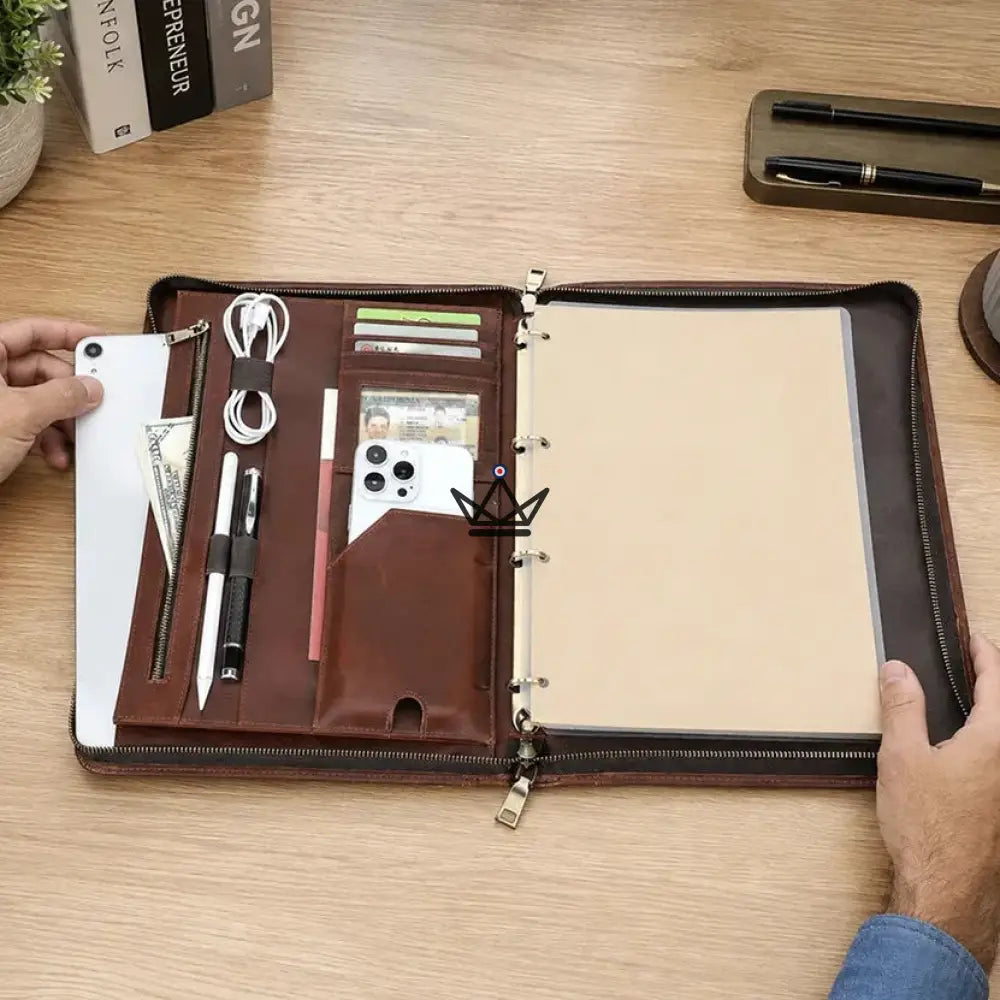 Customizable A4 Leather Folio — iPad Pro & Organizer — VOYAGEUR PadFolio — view 8