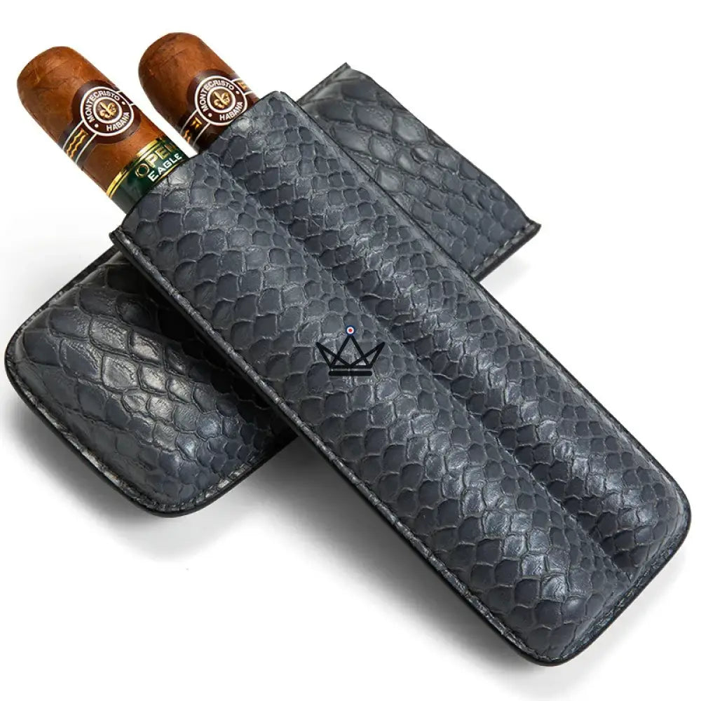 AURELIUS Edition Cigar Case — Cowhide Leather, 2 Cigars, Black · Slate · Cognac — view 10