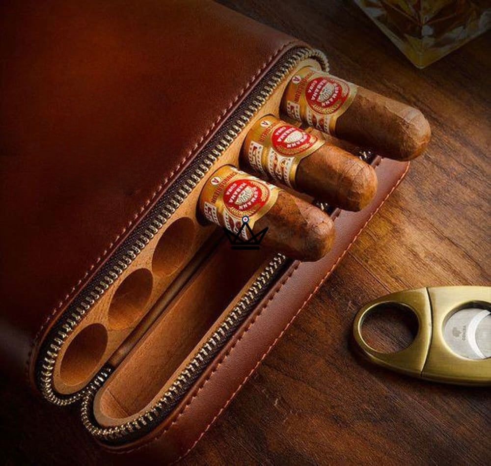 Étui à cigares ZIPY — cuir vintage 6 cigares, humidificateur intégré | cèdre — image 5