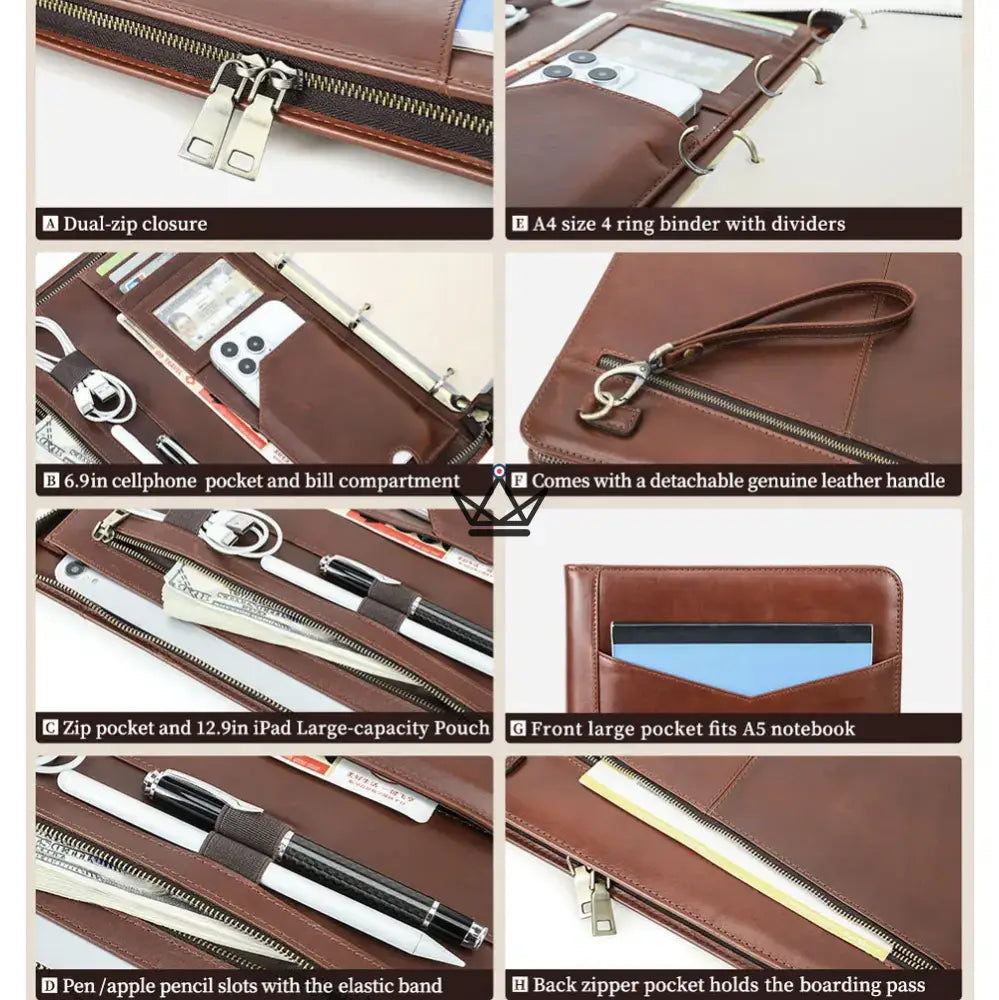 Customizable A4 Leather Folio — iPad Pro & Organizer — VOYAGEUR PadFolio — view 6