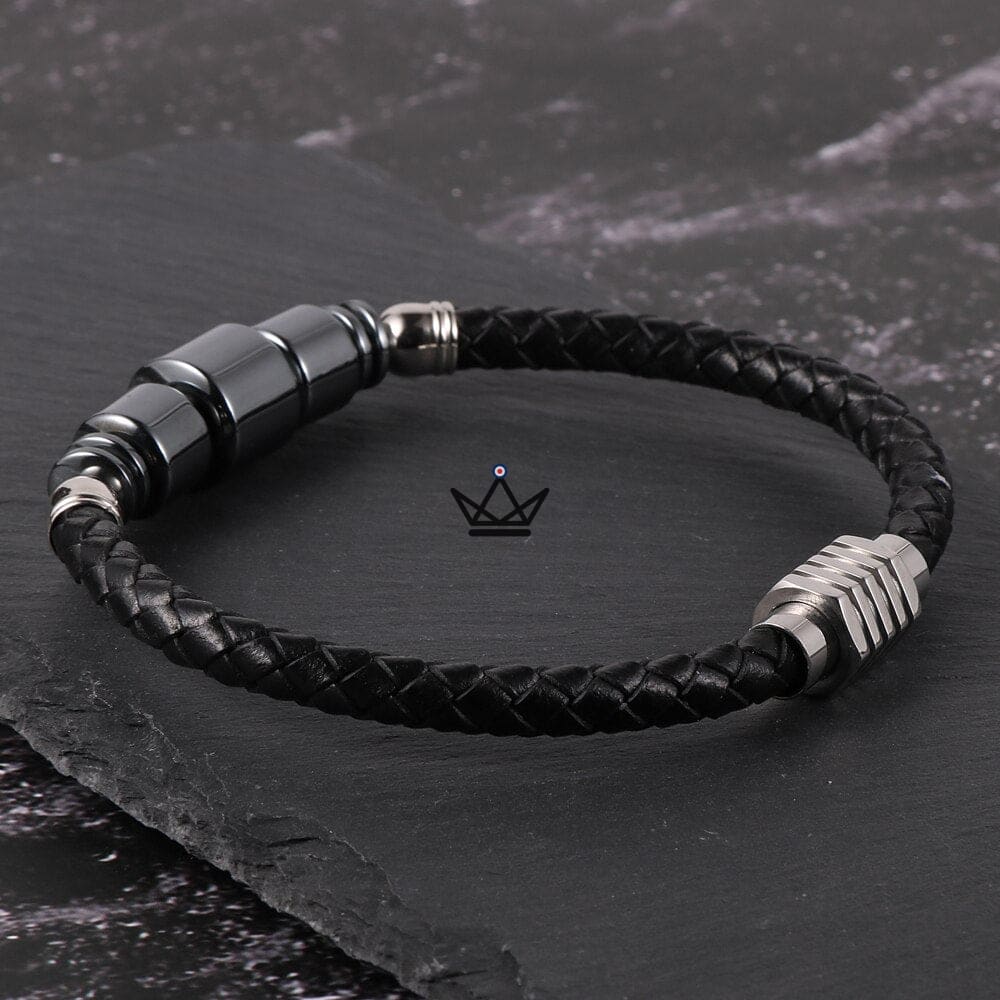 Titanium Bracelet - Cowhide Leather & Titanium Modules - 4 Combinations — view 5