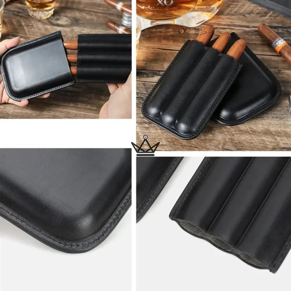Customizable 3 cigar leather case - Voyageur Élégance — view 7