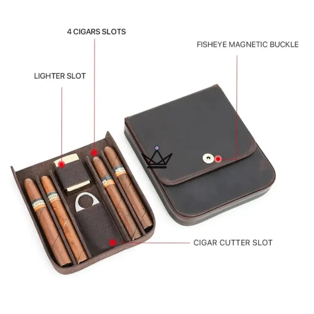 Customizable Leather Cigar Case - Voyageur Quad — view 7