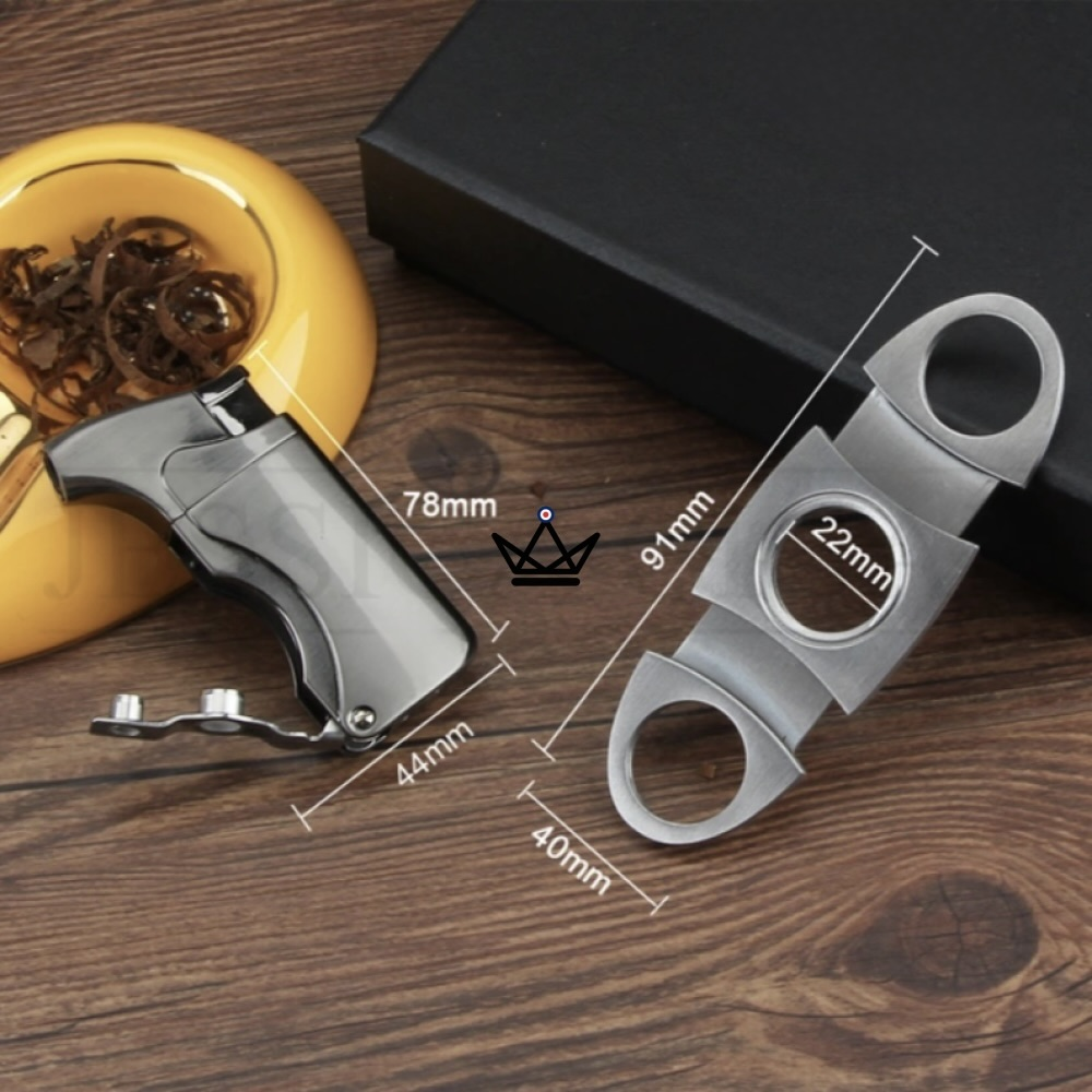 VARGAS Lighter & Cigar Cutter Pack — Integrated Punch + 22 mm Cut | Silver or Yellow — view 3