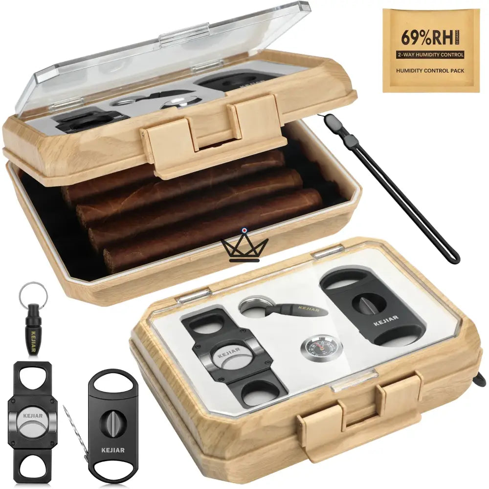 New Origin Cigar Travel Humidor — portable mini humidor, hygrometer & 5 integrated accessories — view 5