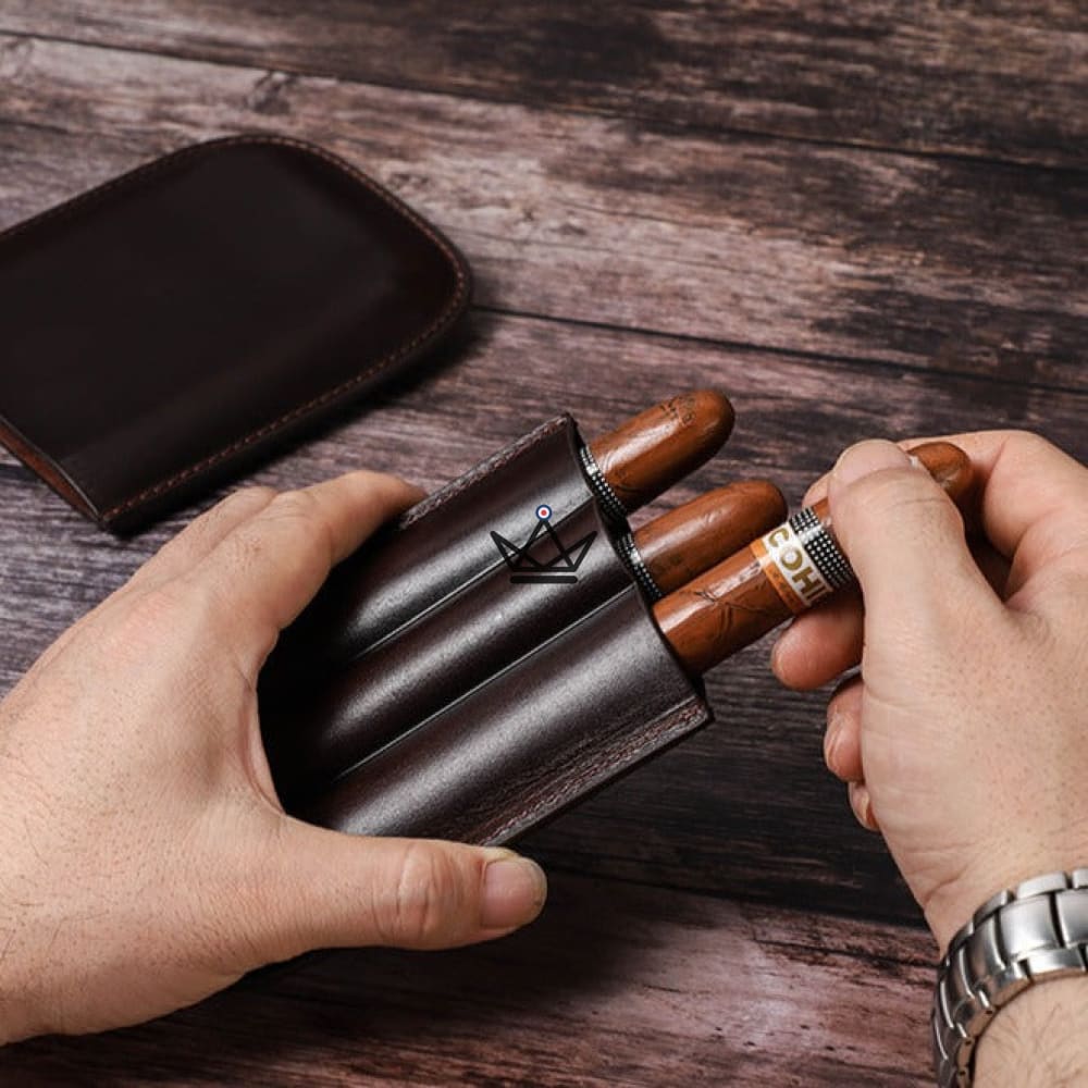 Personalisierbares Leder-Zigarrenetui – Voyageur Classic | 1, 2 oder 3 Zigarren – Ansicht 7