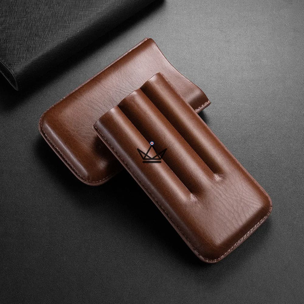 Cigarrera STORM — Piel de vacuno, 3 cigarros 25 mm, 18 × 9,5 × 3,5 cm