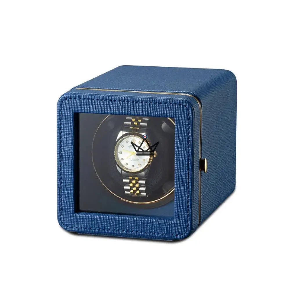 Uhrenbeweger für Automatikuhren PRESTIGE ÉQUINOXE — PU-Leder, blaue LED, 5 Modi, USB-C – Ansicht 5