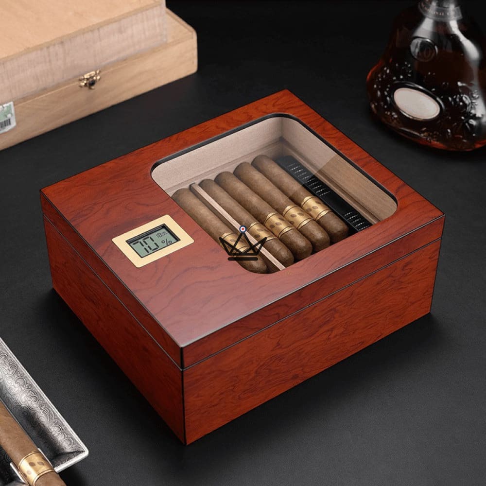 Elegancia Vision Humidor — Spanish Cedar, Glass Top, 55 Cigars, Digital Hygrometer, 4 Finishes — view 3