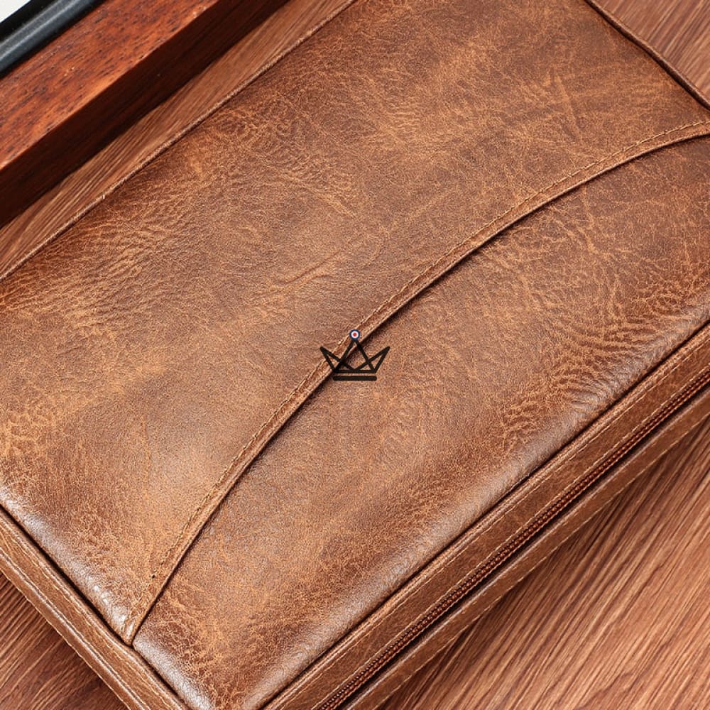 Reisehumidor SOCRATE STYLE – Leder & Zeder, 5 Zigarren, 3 Fächer – Ansicht 3
