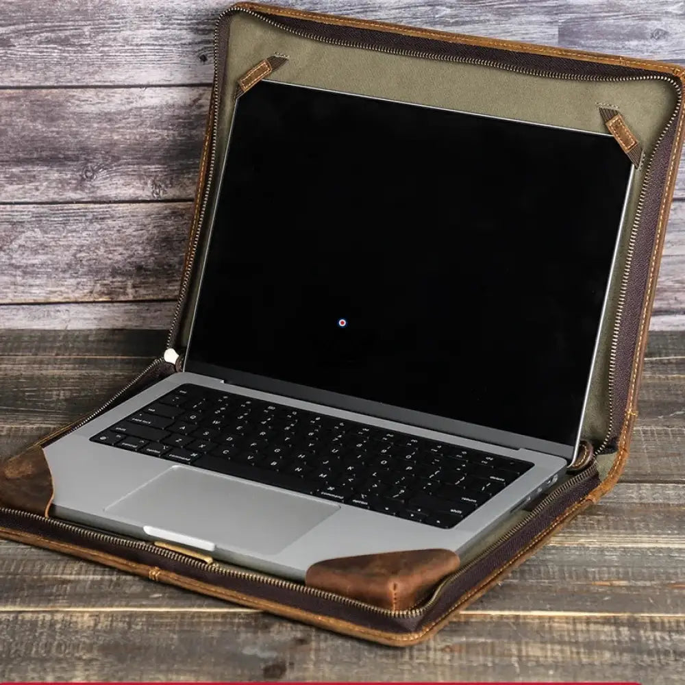 Customizable Leather MacBook Sleeve 13"-16" - Voyager CODEX — view 3