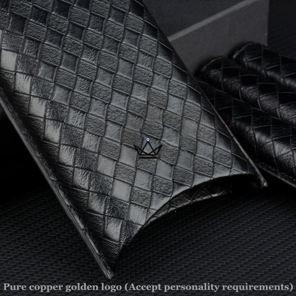 GRID Optimus Cigar Case — braided cowhide leather, 3 cigars 25 mm, textile lining, Black or Brown — view 6