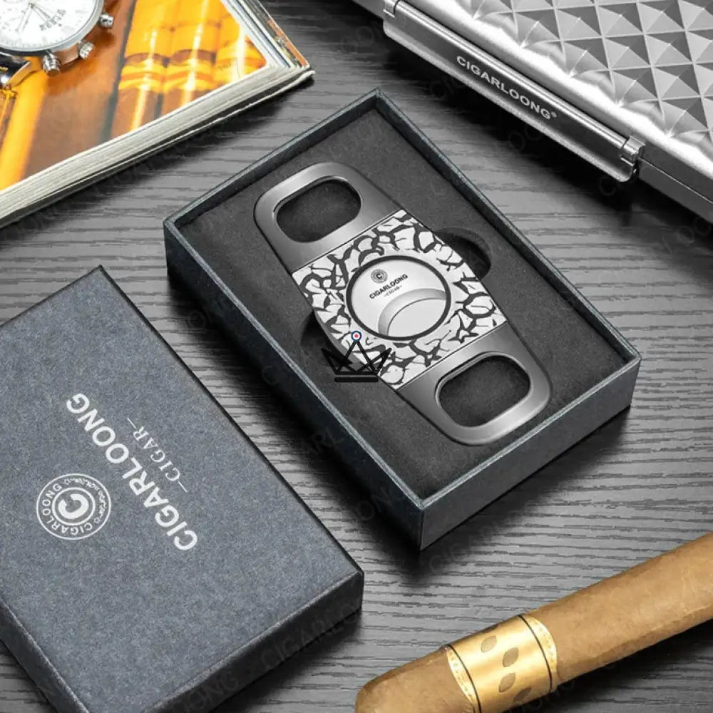 Fractalis Edition Cigar Cutter — Double Blade Guillotine Stainless Steel, Fractal Pattern, Ø 25 mm, 3 Variants, Rigid Gift Box Included — view 9