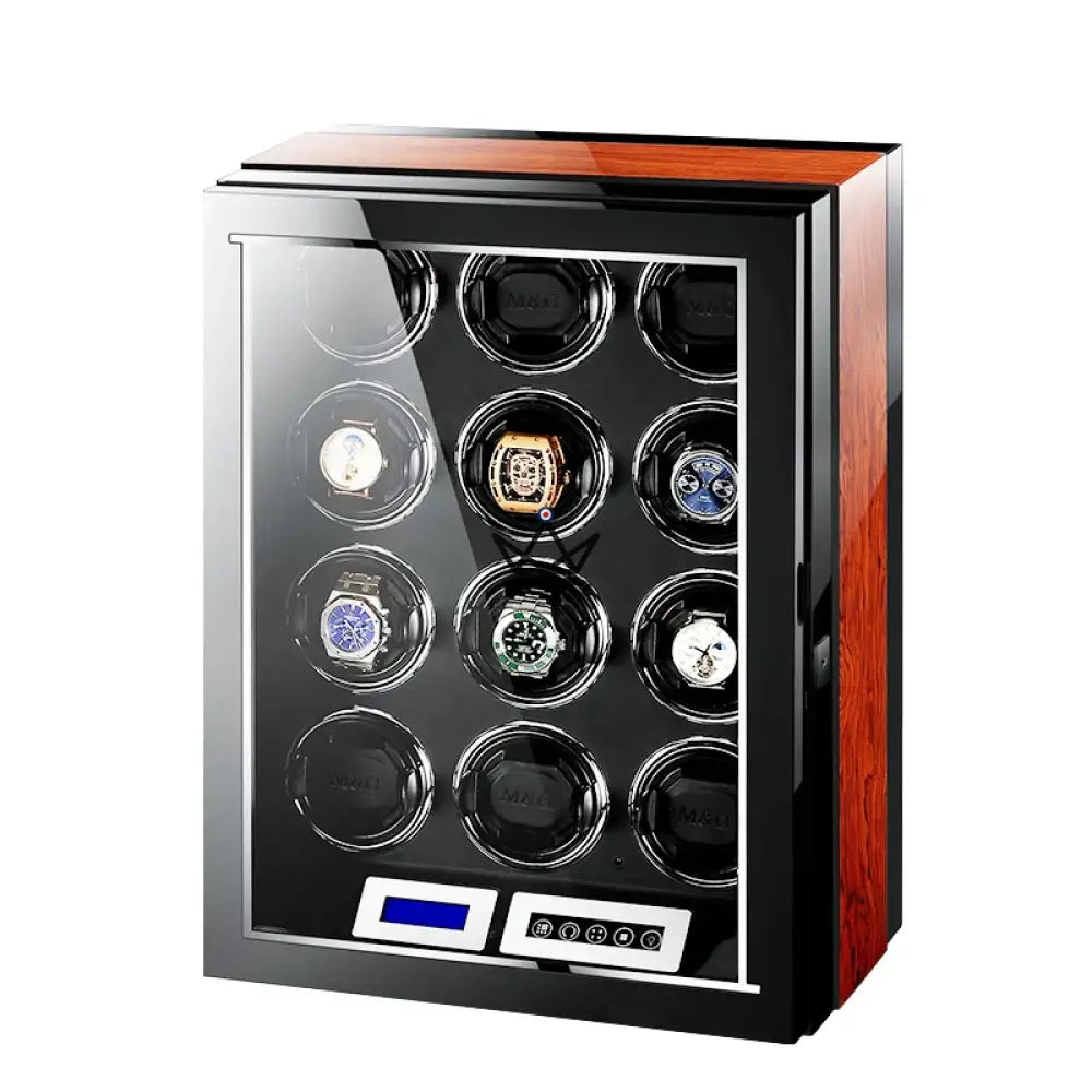 Automatic Watch Winder WINDER LUX — Wood & Glass, 2 to 12 Watches, LCD, Anti-Magnetic — view 9