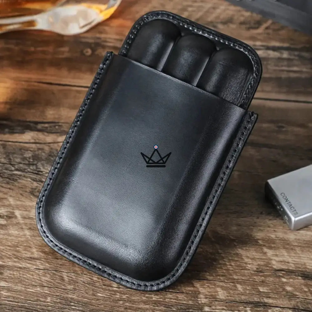 Customizable 3 cigar leather case - Voyageur Élégance — view 3