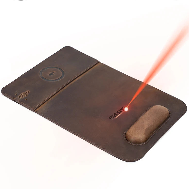 Customizable Leather Mousepad with Wireless Charger - Voyageur Magellan — view 3