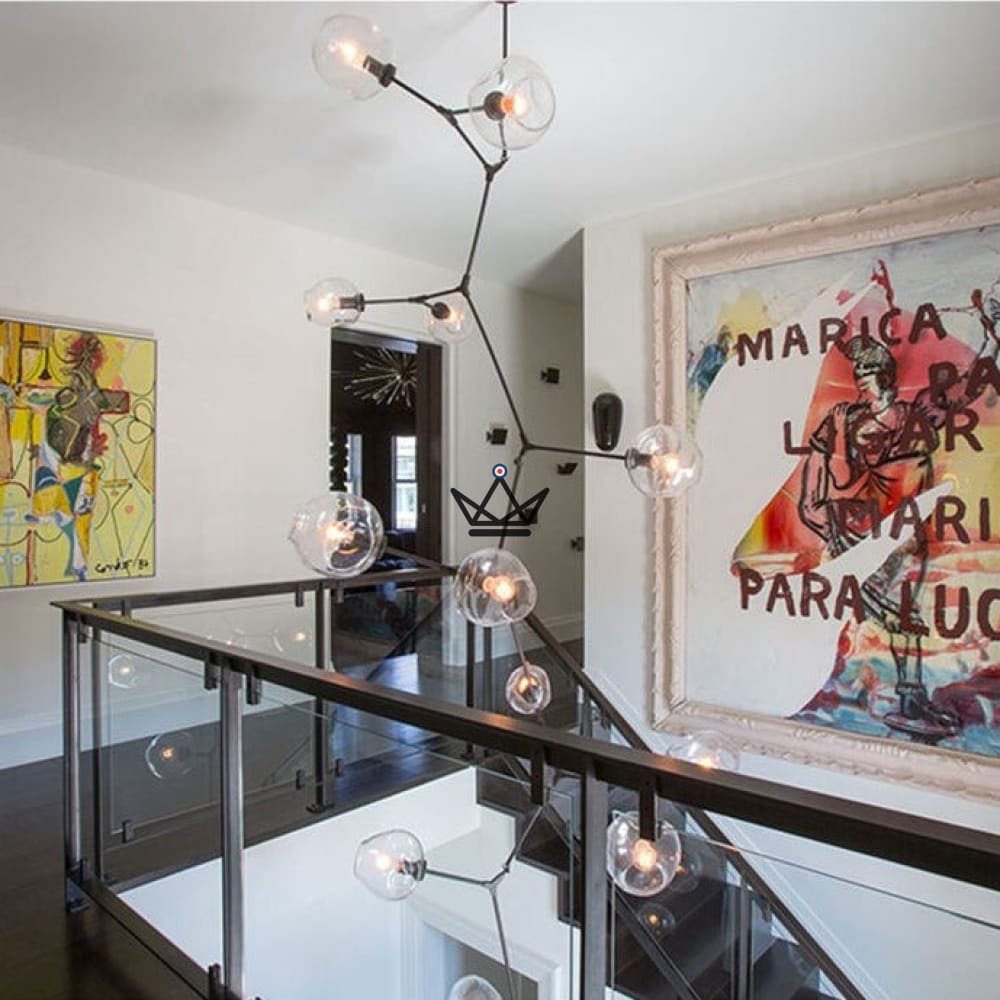 Articulated industrial vertical ceiling chandelier - Branching Bubble Vertigo — view 9
