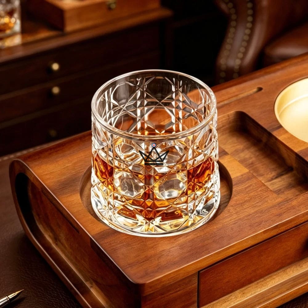 Whisky Butler — Solid Wood Cigar Ashtray, Glass Holder & Accessory Drawer — view 6