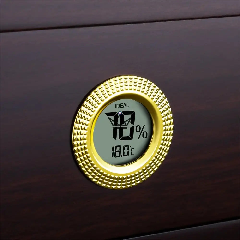 Equinox Humidor — Spanish Cedar, Gold Glass Top, 65 Cigars, Digital Hygrometer, Airtight Seal — view 8