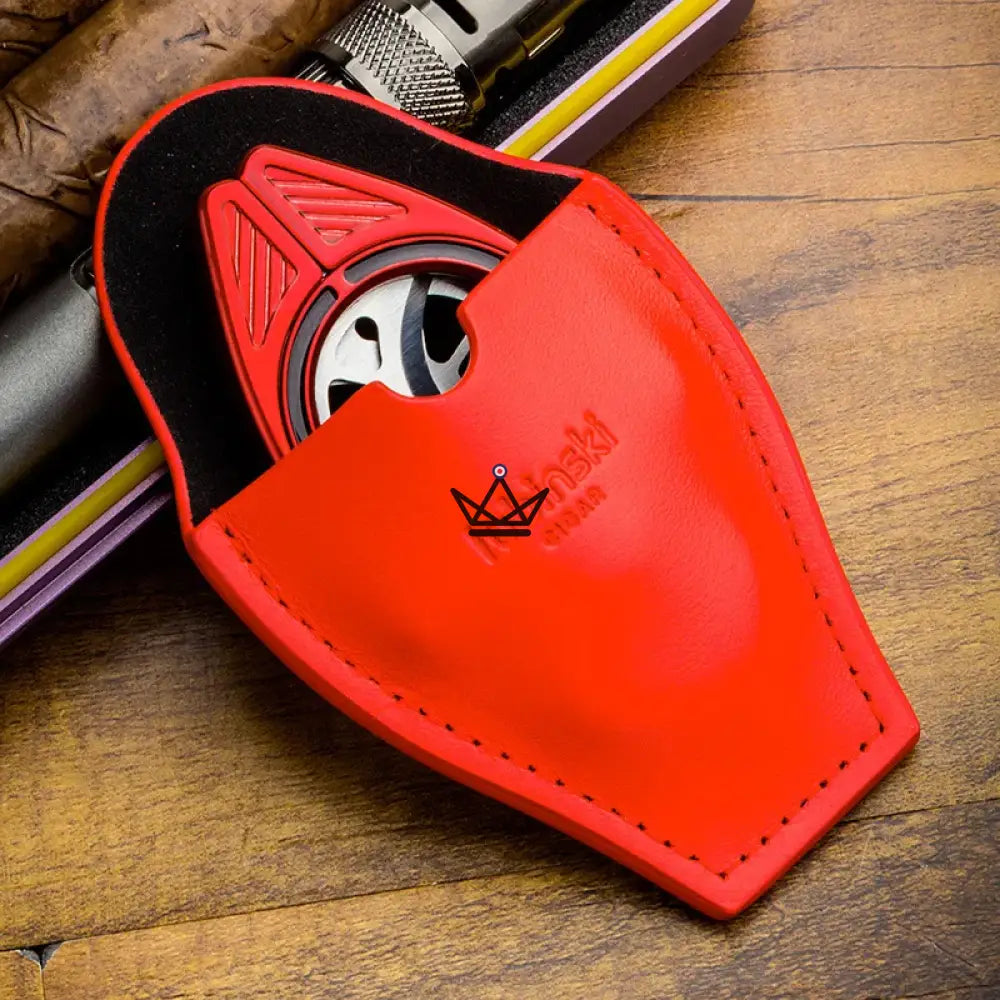 BatBlade Edition Cigar Cutter — 28mm Double Stainless Steel Blade, Butterfly Mechanism, Crimson Shadow · Knight Black · Midnight Blue | Box & Genuine Leather Pouch Included — view 5