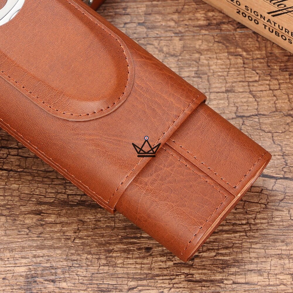 NEBOS Cigar Case – Leather & Cedar, 3-Cigar Capacity, Cigar Cutter Included — view 10