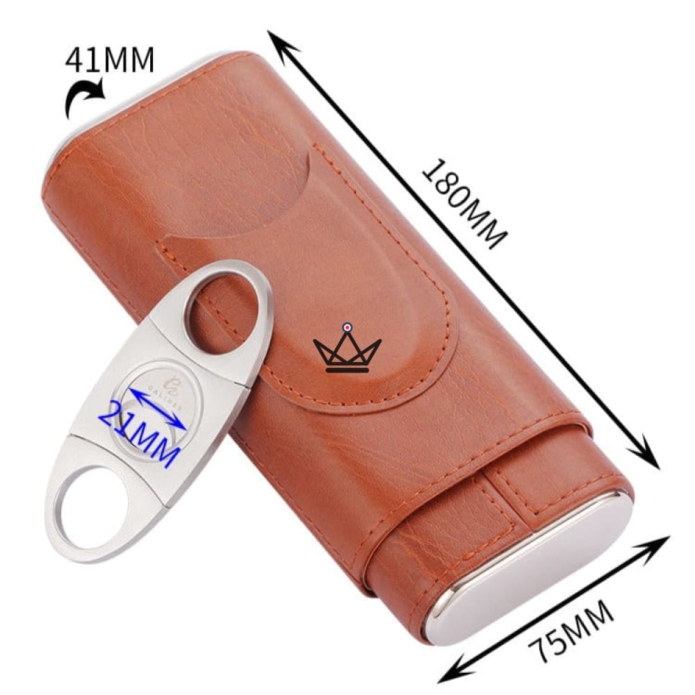 NEBOS Cigar Case – Leather & Cedar, 3-Cigar Capacity, Cigar Cutter Included — view 13