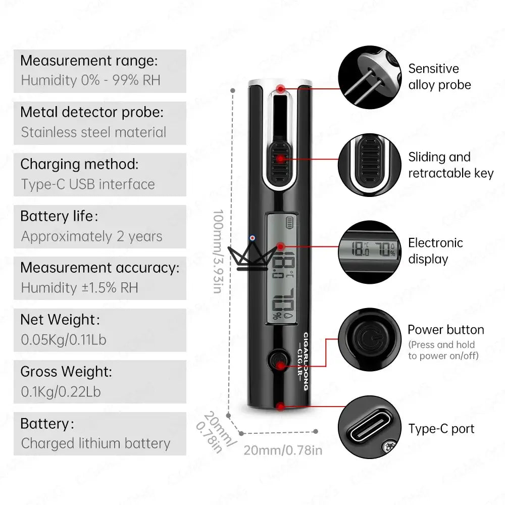 Digitales Hygrometer mit Sonde für Zigarren – Hygro Probe – Ansicht 5