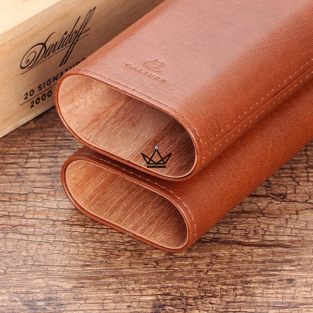 NEBOS Cigar Case – Leather & Cedar, 3-Cigar Capacity, Cigar Cutter Included — view 8