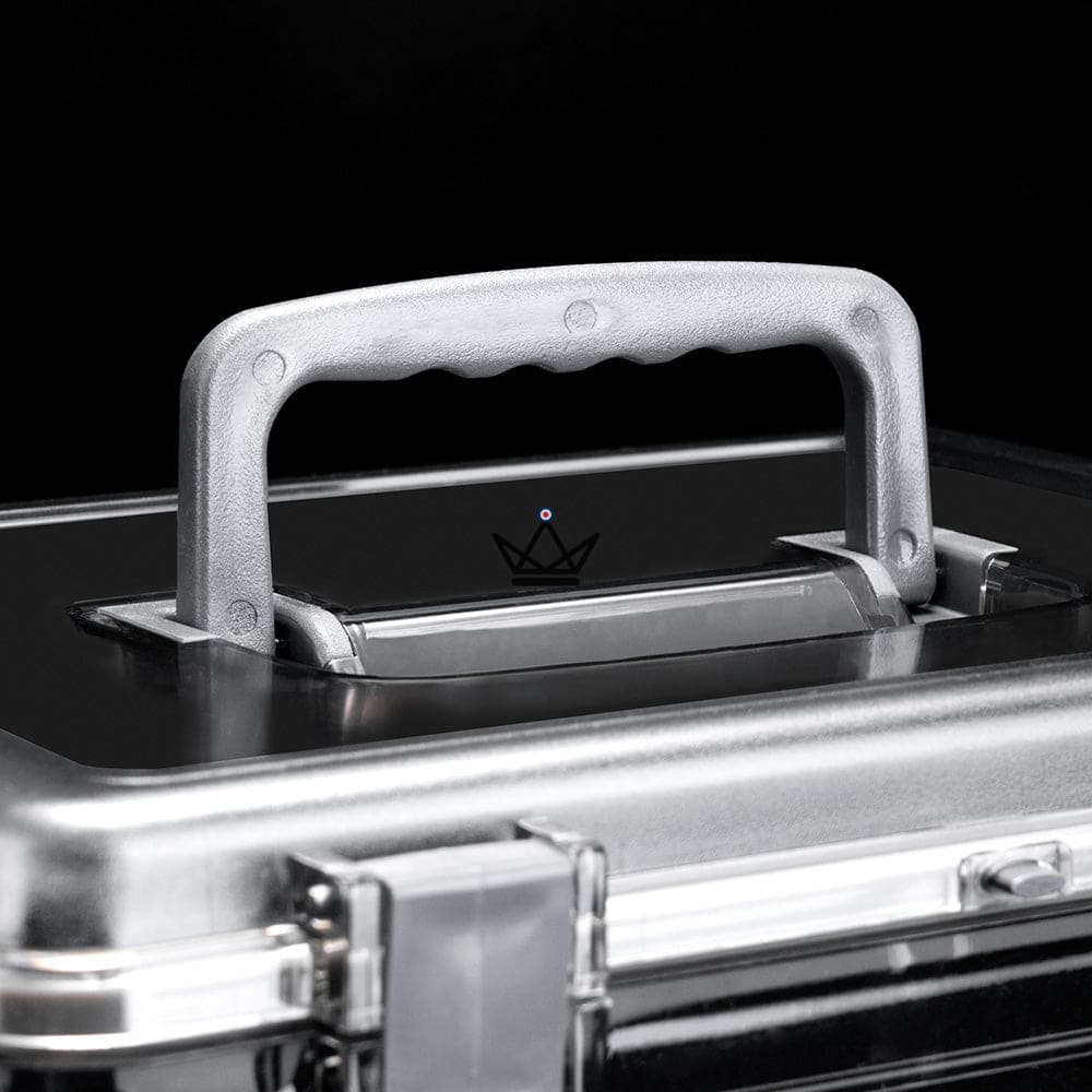 Crystal Square Jar Humidor — clear acrylic, black or silver airtight lid, size M or L, 50-100 cigars — view 12
