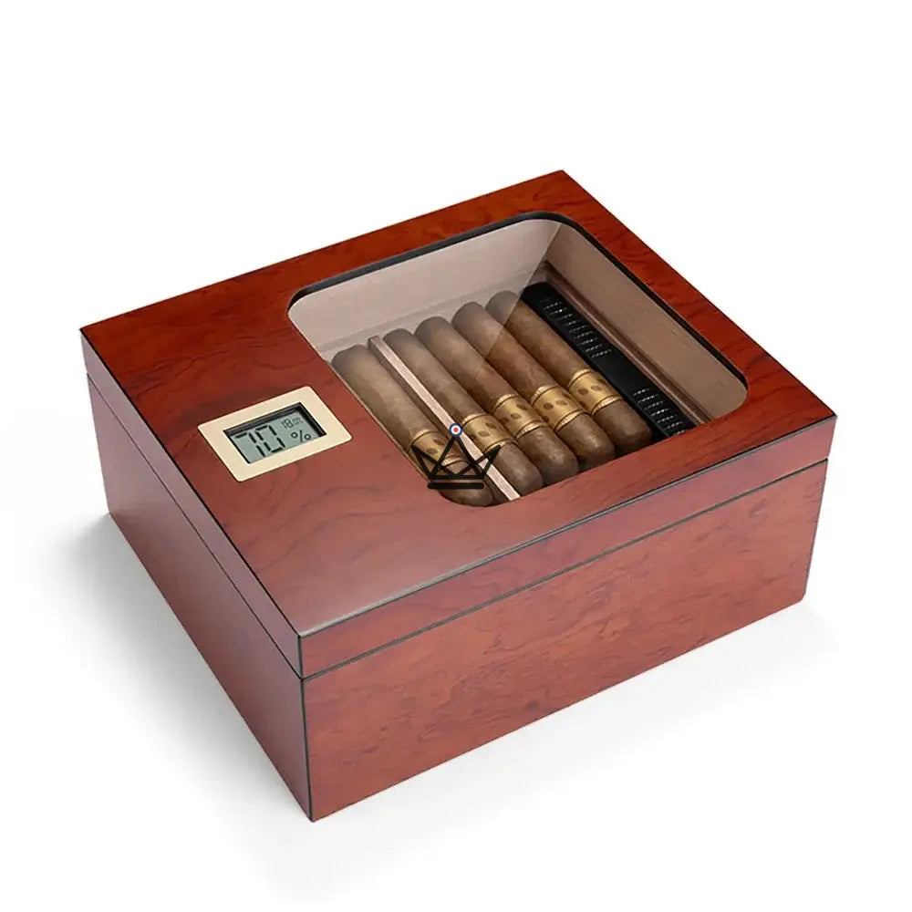 Elegancia Vision Humidor — Spanish Cedar, Glass Top, 55 Cigars, Digital Hygrometer, 4 Finishes — view 22