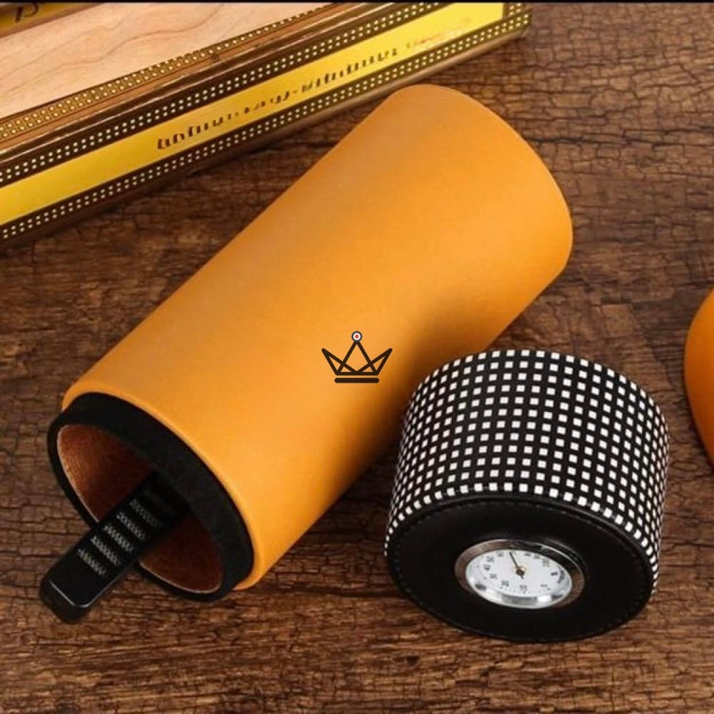 Humidor de cigarros ORBAL PRIME — cuero cilíndrico y cedro, de 5 a 10 cigarros | higrómetro incluido Humidor de cigarros ORBAL PRIME — cuero cilíndrico y cedro, de 5 a 10 cigarros | higrómetro incluido