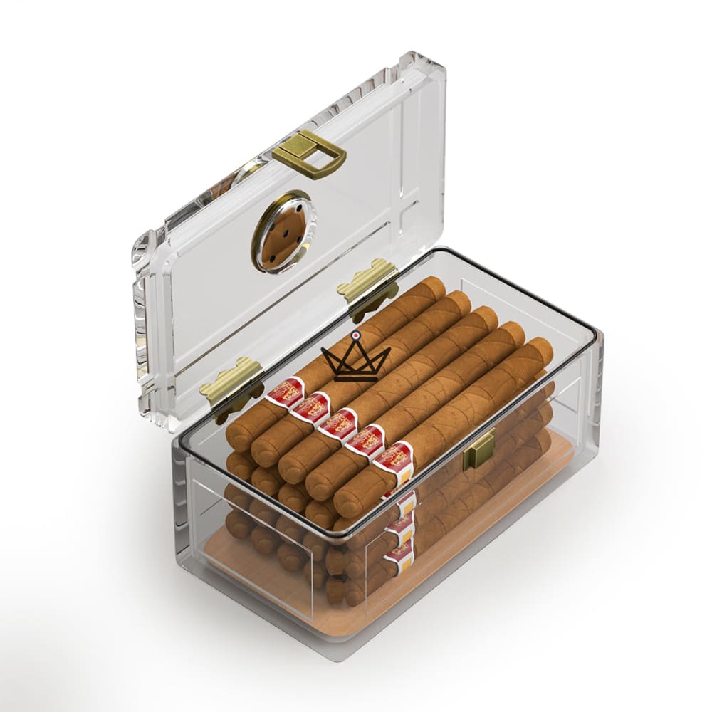 CRYSTAL WOOD Cigar Humidor — clear acrylic, cedar sheet, airtight seal, 20 cigars — view 5