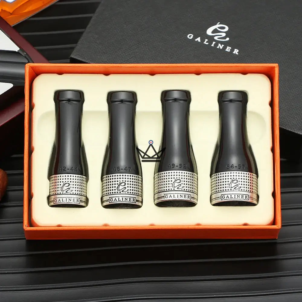 ARISTOCAP Cigar Holders — Set of 4 Sizes 42-57, Black · Red · Black/Silver · Black/Gold — Classic Black
