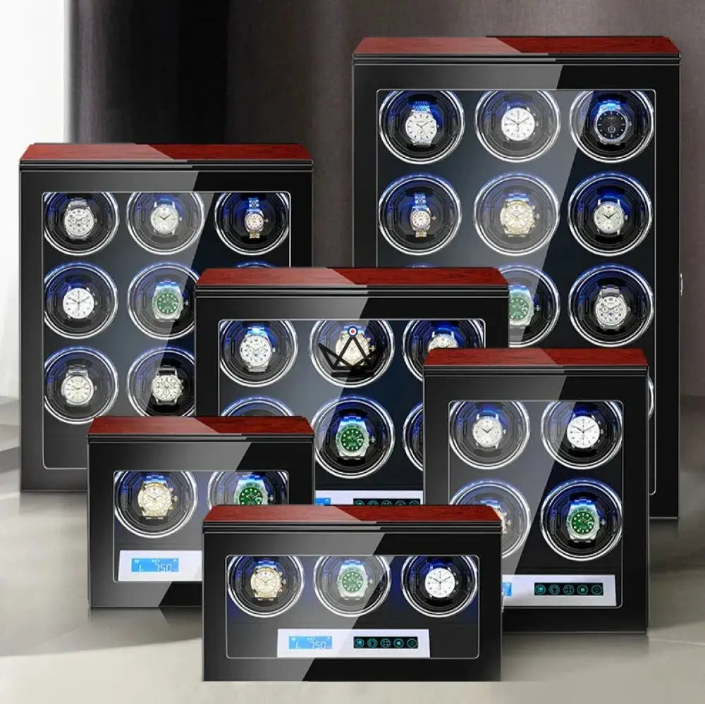 Automatic Watch Winder WINDER LUX — Wood & Glass, 2 to 12 Watches, LCD, Anti-Magnetic — view 1