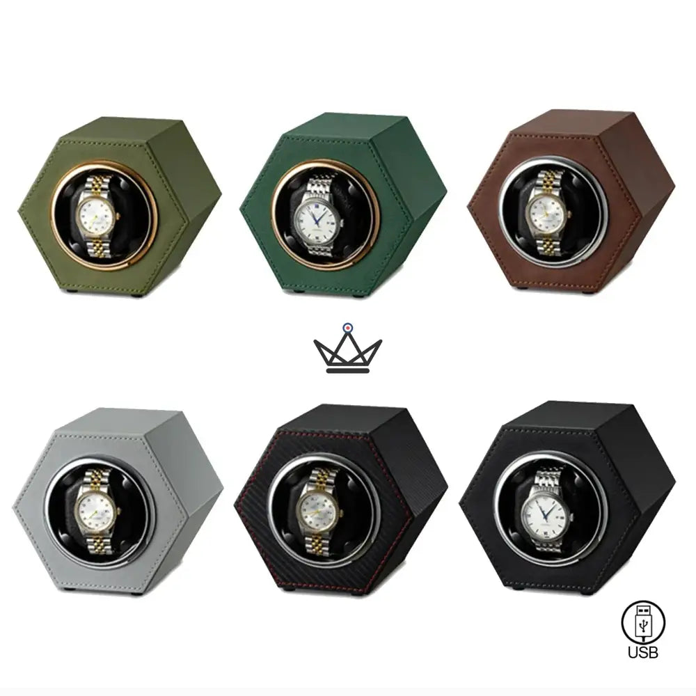 JEBELY HEXAGON Automatic Watch Winder — Interconnectable, 6 Colors, 1 Plug — Mouse Grey