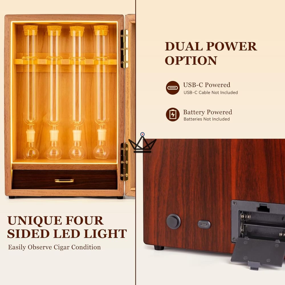 INFUSIO SANCTUAIRE - 4-Tube Cedar LED Display Cigar Infuser & Humidor — view 6