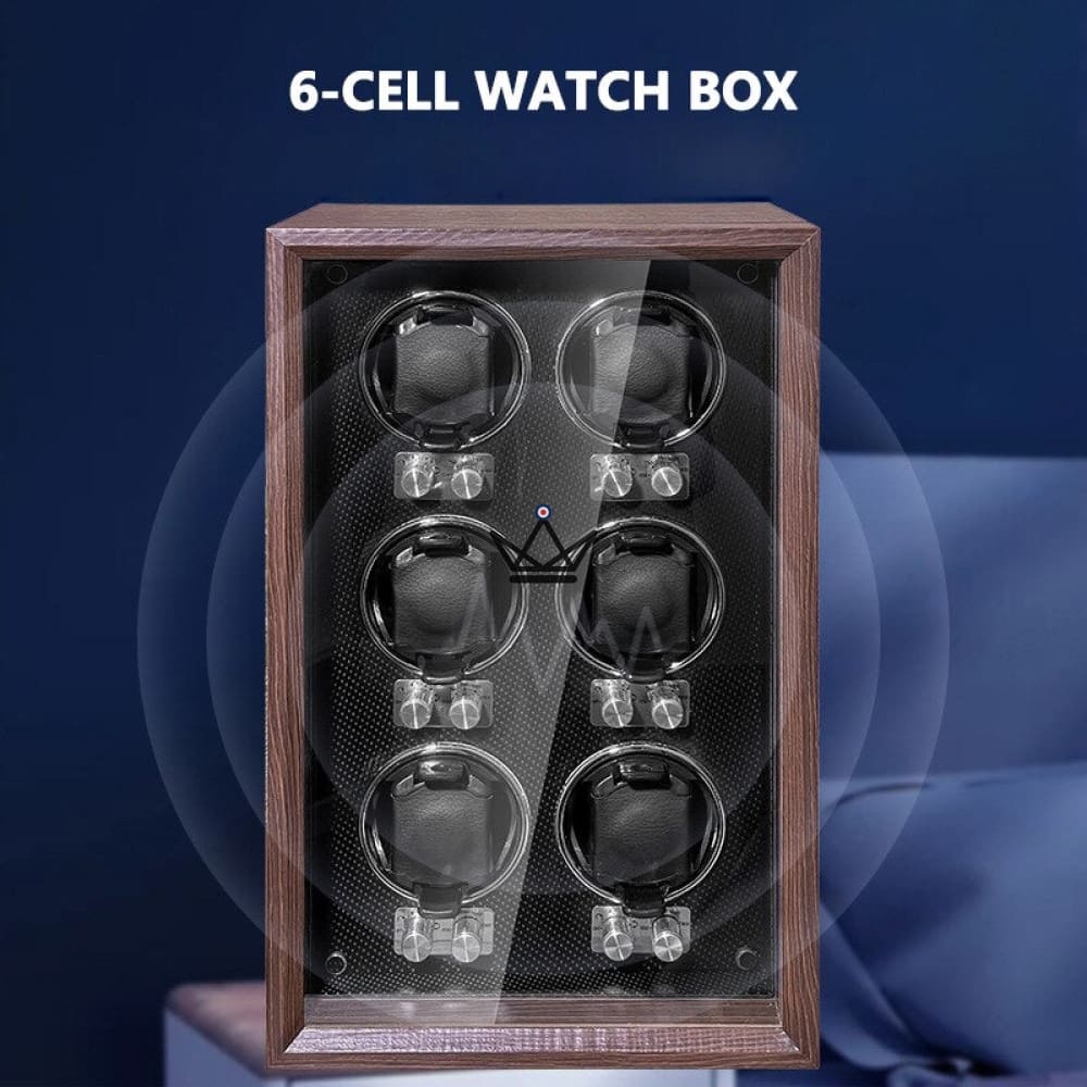 Automatic Watch Winder EBONY LUXE — Wood, 4 to 6 Watches, Independent Rotors — view 6