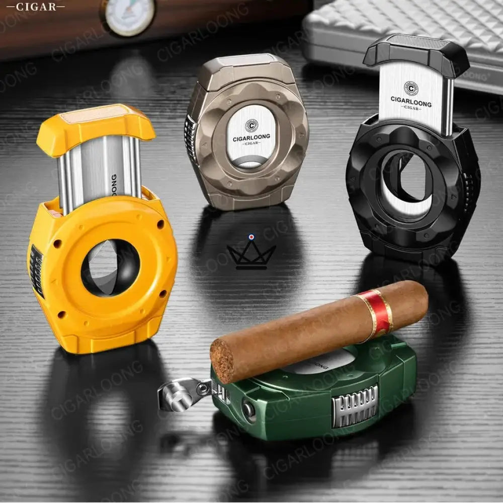 4-in-1 Stainless Steel Cigar Cutter - CALIBRIUM — Yellow