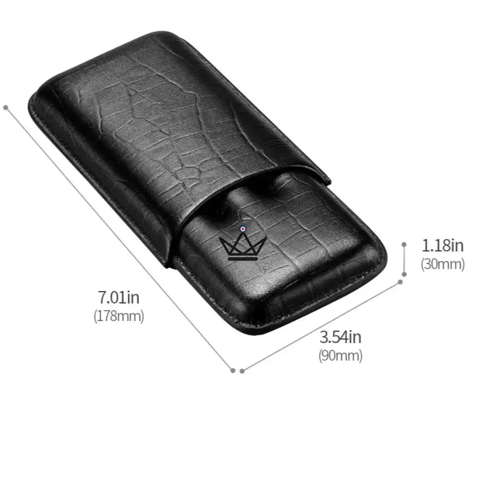 Leather 3 cigar case with cigar cutter - Silver Cortez — view 5